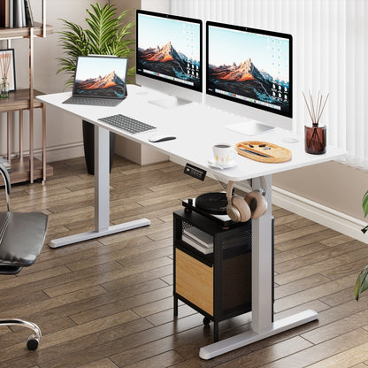 Bureau debout électrique à hauteur réglable Futzca, bureau informatique avec plateau de séparation, pour travailler debout ou assis.