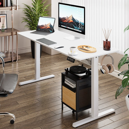 Bureau debout électrique à hauteur réglable Futzca, bureau informatique avec plateau de séparation, pour travailler debout ou assis.