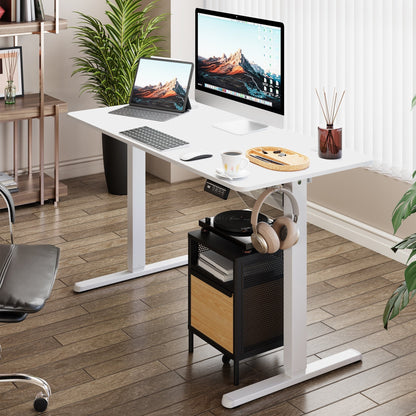 Bureau debout électrique à hauteur réglable Futzca, bureau informatique avec plateau de séparation, pour travailler debout ou assis.