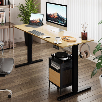 Bureau debout électrique à hauteur réglable Futzca, bureau informatique avec plateau de séparation, pour travailler debout ou assis.