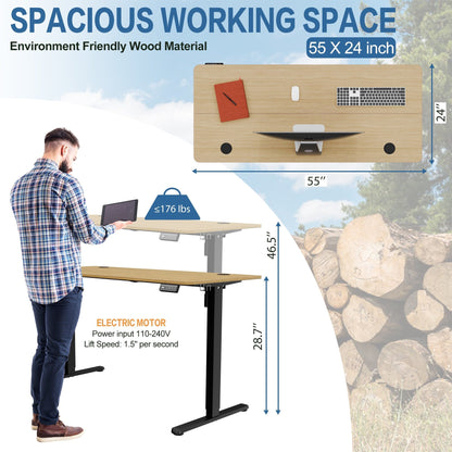 Bureau debout électrique à hauteur réglable Futzca, bureau informatique avec plateau de séparation, pour travailler debout ou assis.