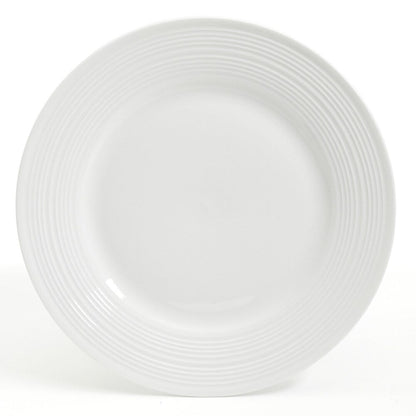 Service de table en céramique Gibson Home Embossed Buffet, 16 pièces, blanc