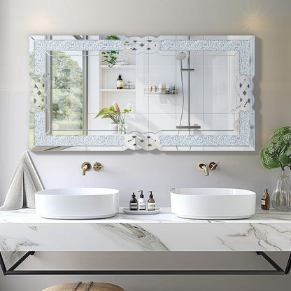 Miroir mural décoratif en forme de diamant avec strass scintillants