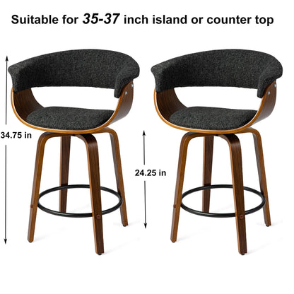 Glitzhome Lot de 2 ou 4 tabourets de bar pivotants en bois, hauteur comptoir et bar, style moderne