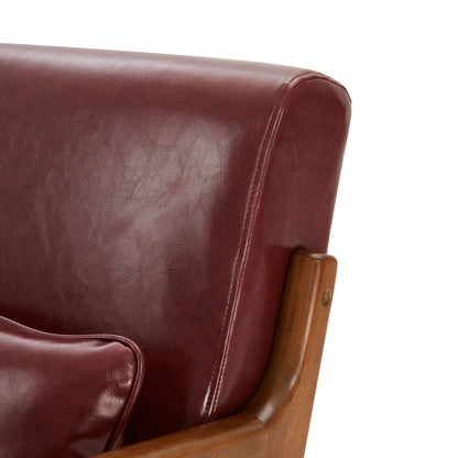Fauteuil d'appoint Glitzhome en cuir PU, style moderne du milieu du siècle, avec coussin - 65,4 cm (l) x 85,75 cm (p) x 78,1 cm (h)