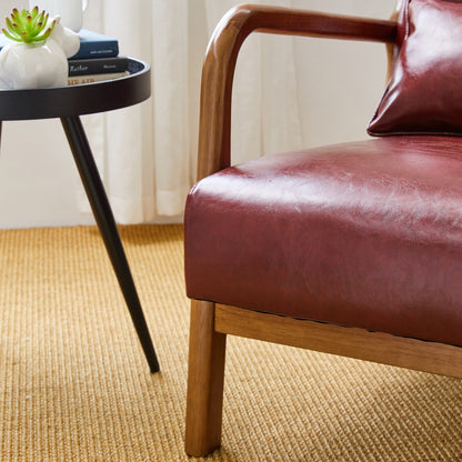 Fauteuil d'appoint Glitzhome en cuir PU, style moderne du milieu du siècle, avec coussin - 65,4 cm (l) x 85,75 cm (p) x 78,1 cm (h)