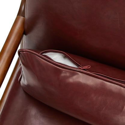 Fauteuil d'appoint Glitzhome en cuir PU, style moderne du milieu du siècle, avec coussin - 65,4 cm (l) x 85,75 cm (p) x 78,1 cm (h)