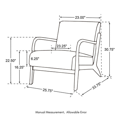 Fauteuil d'appoint Glitzhome en cuir PU, style moderne du milieu du siècle, avec coussin - 65,4 cm (l) x 85,75 cm (p) x 78,1 cm (h)