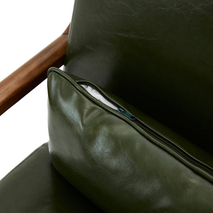 Fauteuil d'appoint Glitzhome en cuir PU, style moderne du milieu du siècle, avec coussin - 65,4 cm (l) x 85,75 cm (p) x 78,1 cm (h)