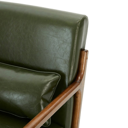 Fauteuil d'appoint Glitzhome en cuir PU, style moderne du milieu du siècle, avec coussin - 65,4 cm (l) x 85,75 cm (p) x 78,1 cm (h)
