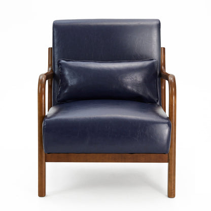 Fauteuil d'appoint Glitzhome en cuir PU, style moderne du milieu du siècle, avec coussin - 65,4 cm (l) x 85,75 cm (p) x 78,1 cm (h)
