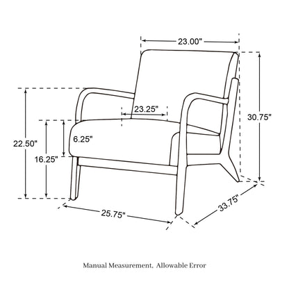 Fauteuil d'appoint Glitzhome en cuir PU, style moderne du milieu du siècle, avec coussin - 65,4 cm (l) x 85,75 cm (p) x 78,1 cm (h)