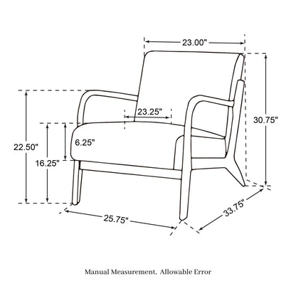 Fauteuil d'appoint Glitzhome en cuir PU, style moderne du milieu du siècle, avec coussin - 65,4 cm (l) x 85,75 cm (p) x 78,1 cm (h)