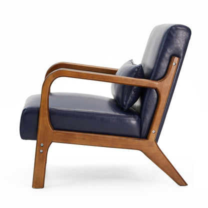Fauteuil d'appoint Glitzhome en cuir PU, style moderne du milieu du siècle, avec coussin - 65,4 cm (l) x 85,75 cm (p) x 78,1 cm (h)