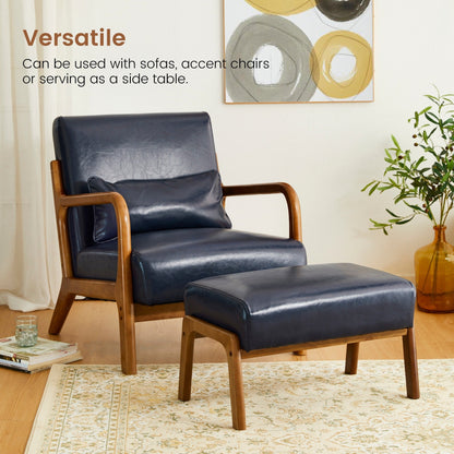 Fauteuil d'appoint Glitzhome en cuir PU, style moderne du milieu du siècle, avec coussin - 65,4 cm (l) x 85,75 cm (p) x 78,1 cm (h)