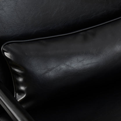 Fauteuil d'appoint Glitzhome en cuir PU, style moderne du milieu du siècle, avec coussin - 65,4 cm (l) x 85,75 cm (p) x 78,1 cm (h)