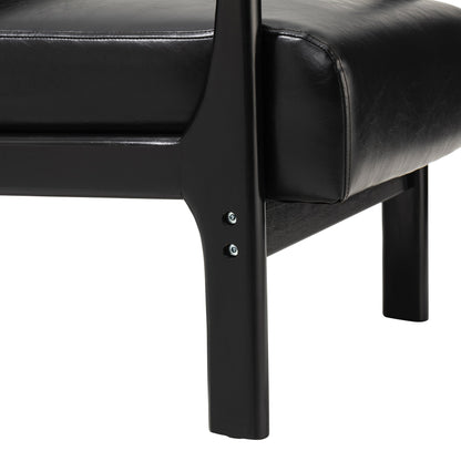 Fauteuil d'appoint Glitzhome en cuir PU, style moderne du milieu du siècle, avec coussin - 65,4 cm (l) x 85,75 cm (p) x 78,1 cm (h)