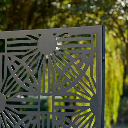 Glitzhome Écran de séparation de pièce, pare-vue à 3 panneaux, motif floral galvanisé, 1,8 m (6 pieds)