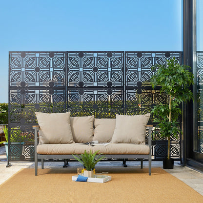 Glitzhome Écran de séparation de pièce, pare-vue à 3 panneaux, motif floral galvanisé, 1,8 m (6 pieds)