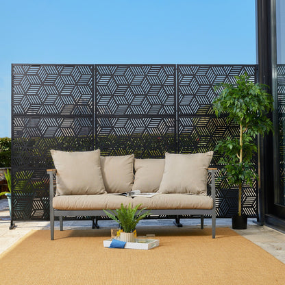 Glitzhome Écran de séparation de pièce, pare-vue à 3 panneaux, motif floral galvanisé, 1,8 m (6 pieds)