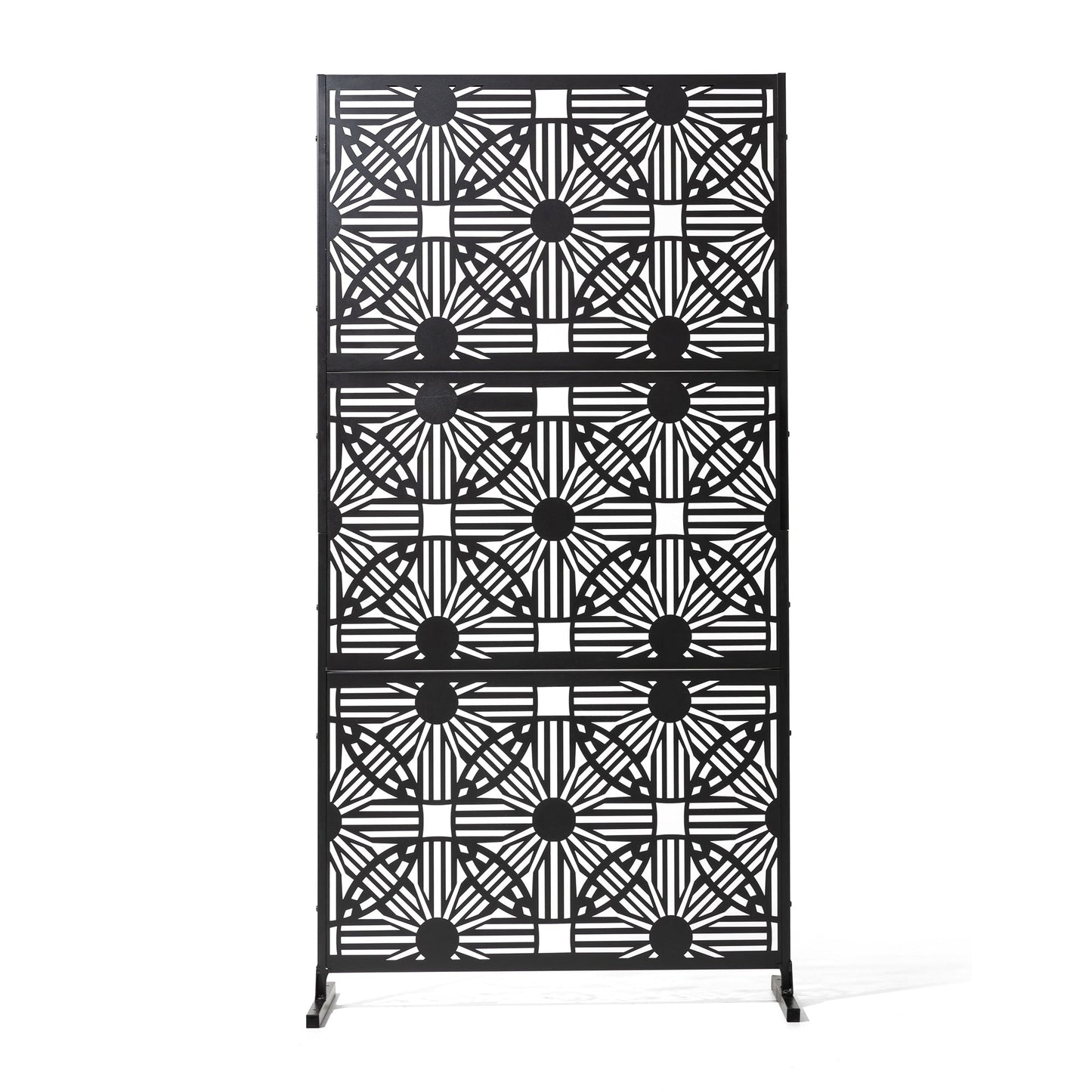 Glitzhome Écran de séparation de pièce, pare-vue à 3 panneaux, motif floral galvanisé, 1,8 m (6 pieds)