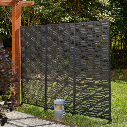 Glitzhome Écran de séparation de pièce, pare-vue à 3 panneaux, motif floral galvanisé, 1,8 m (6 pieds)