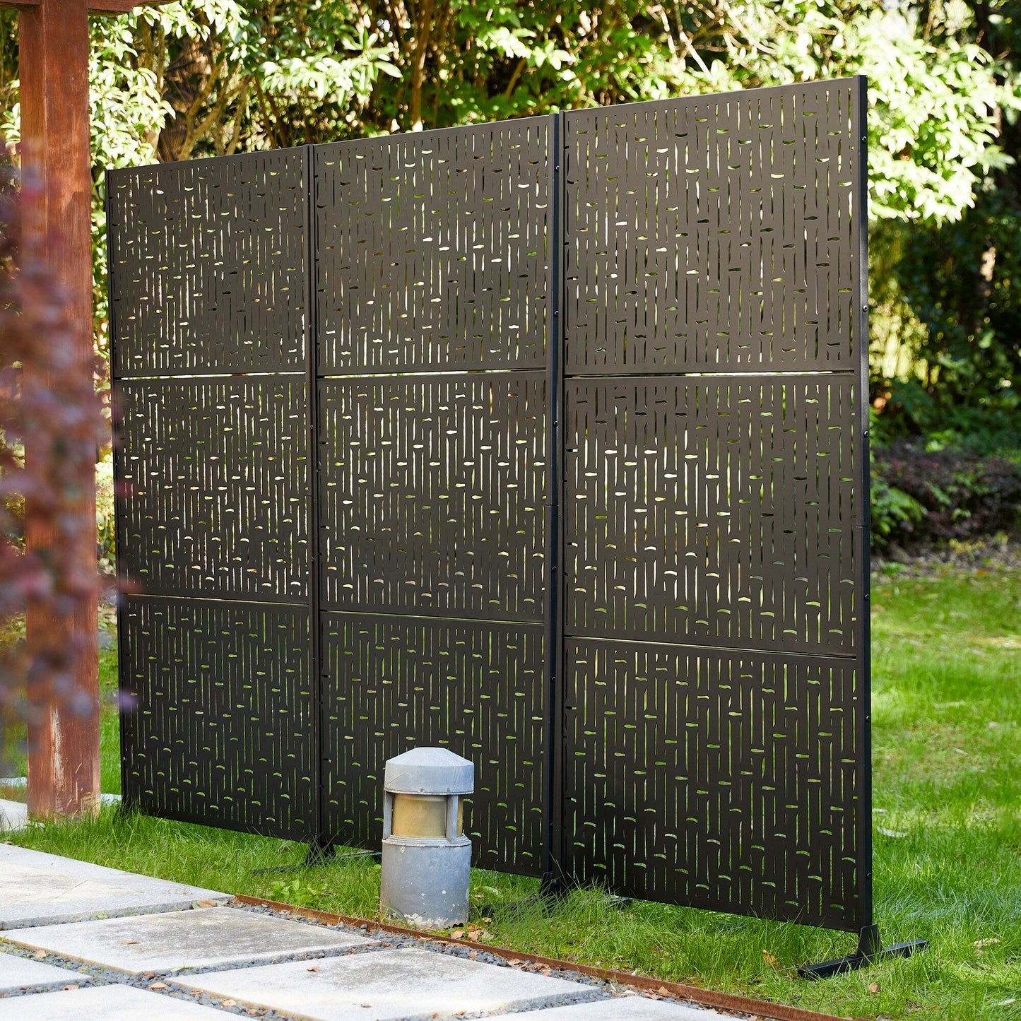 Glitzhome Écran de séparation de pièce, pare-vue à 3 panneaux, motif floral galvanisé, 1,8 m (6 pieds)