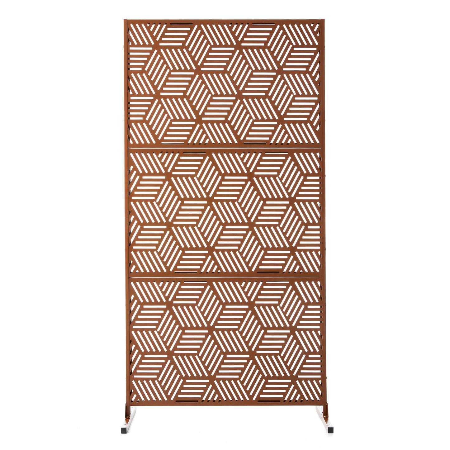 Glitzhome Écran de séparation de pièce, pare-vue à 3 panneaux, motif floral galvanisé, 1,8 m (6 pieds)