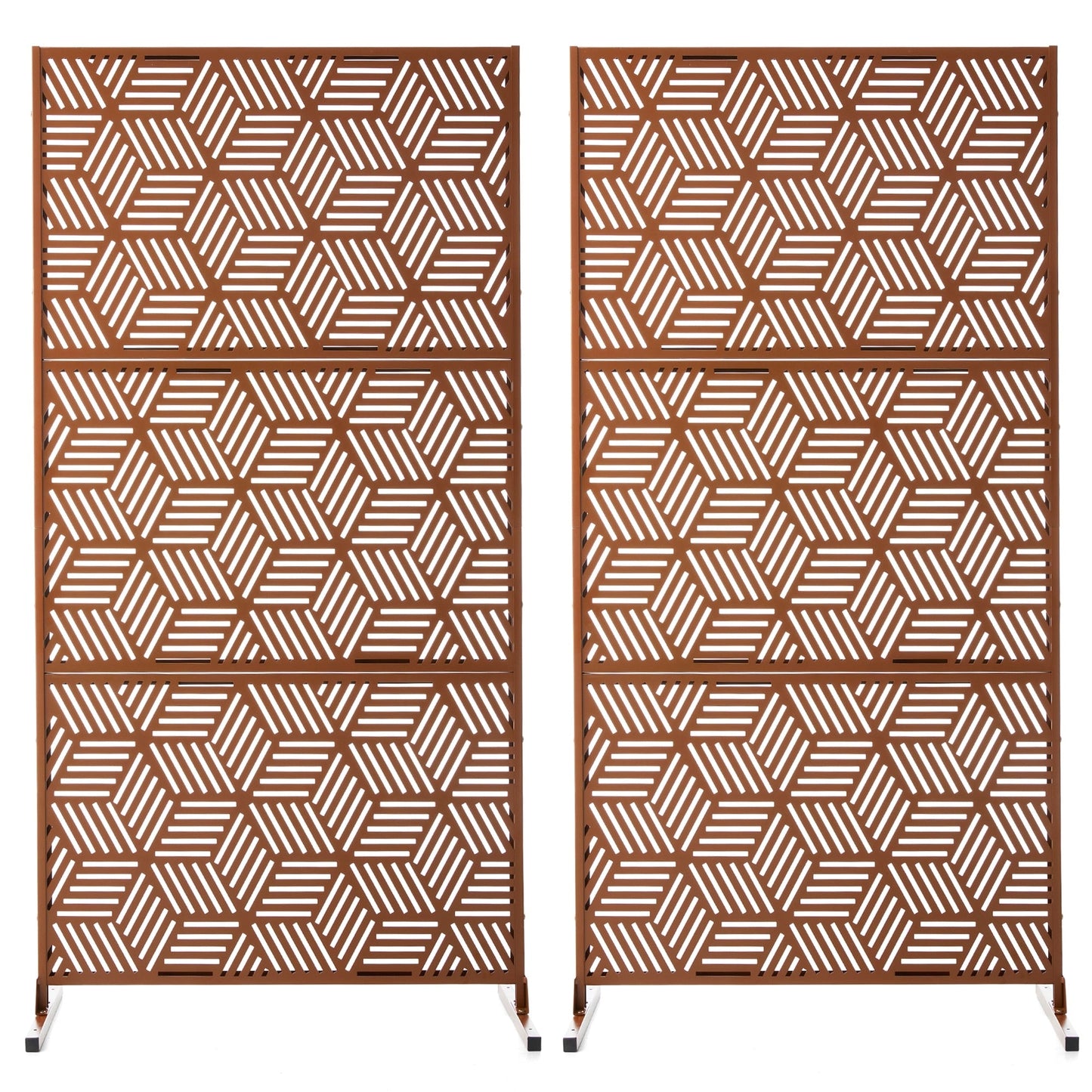 Glitzhome Écran de séparation de pièce, pare-vue à 3 panneaux, motif floral galvanisé, 1,8 m (6 pieds)