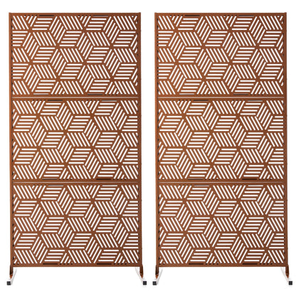Glitzhome Écran de séparation de pièce, pare-vue à 3 panneaux, motif floral galvanisé, 1,8 m (6 pieds)