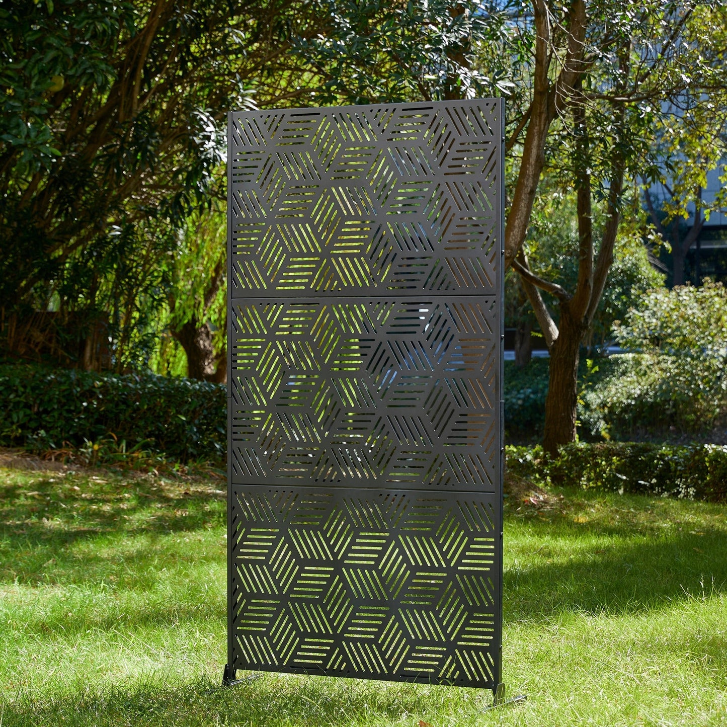 Glitzhome Écran de séparation de pièce, pare-vue à 3 panneaux, motif floral galvanisé, 1,8 m (6 pieds)