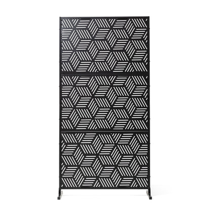 Glitzhome Écran de séparation de pièce, pare-vue à 3 panneaux, motif floral galvanisé, 1,8 m (6 pieds)