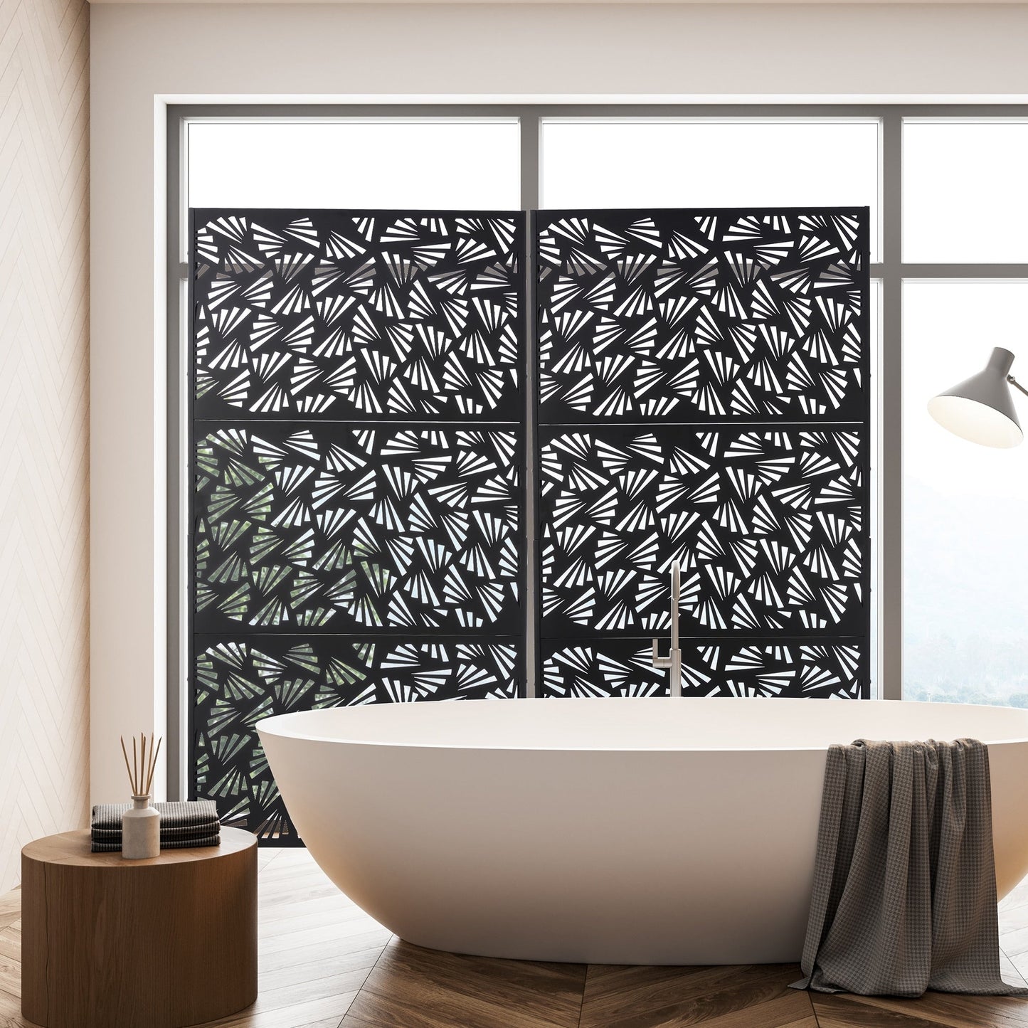Glitzhome Écran de séparation de pièce, pare-vue à 3 panneaux, motif floral galvanisé, 1,8 m (6 pieds)