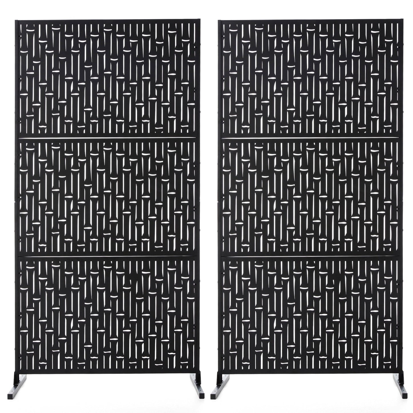 Glitzhome Écran de séparation de pièce, pare-vue à 3 panneaux, motif floral galvanisé, 1,8 m (6 pieds)