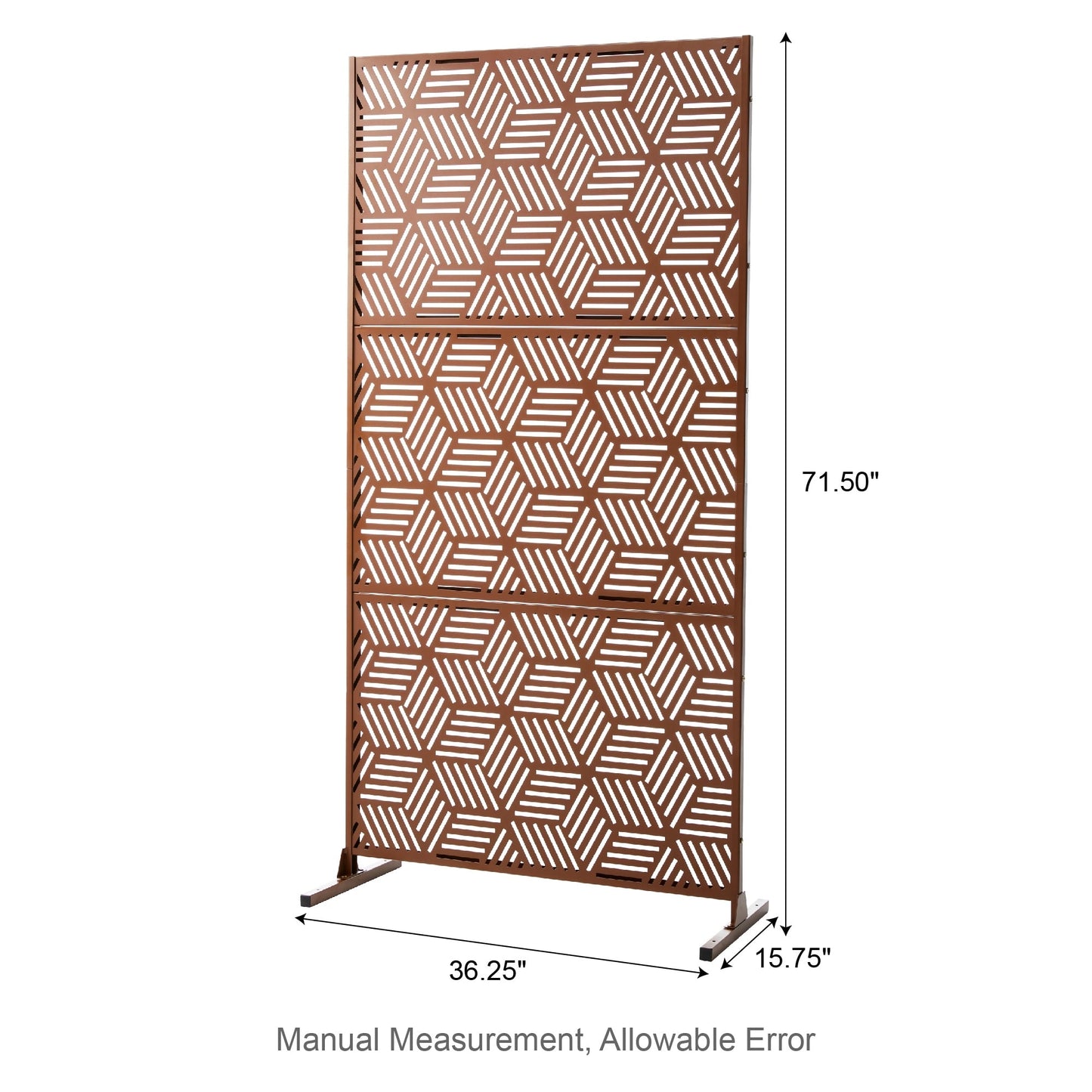 Glitzhome Écran de séparation de pièce, pare-vue à 3 panneaux, motif floral galvanisé, 1,8 m (6 pieds)