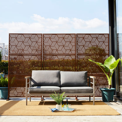 Glitzhome Écran de séparation de pièce, pare-vue à 3 panneaux, motif floral galvanisé, 1,8 m (6 pieds)
