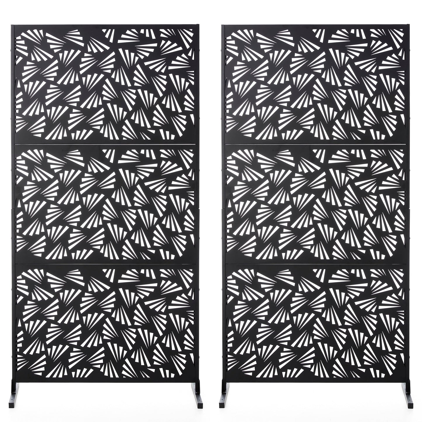 Glitzhome Écran de séparation de pièce, pare-vue à 3 panneaux, motif floral galvanisé, 1,8 m (6 pieds)