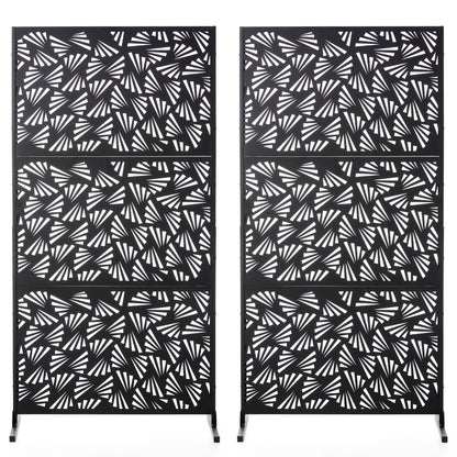 Glitzhome Écran de séparation de pièce, pare-vue à 3 panneaux, motif floral galvanisé, 1,8 m (6 pieds)