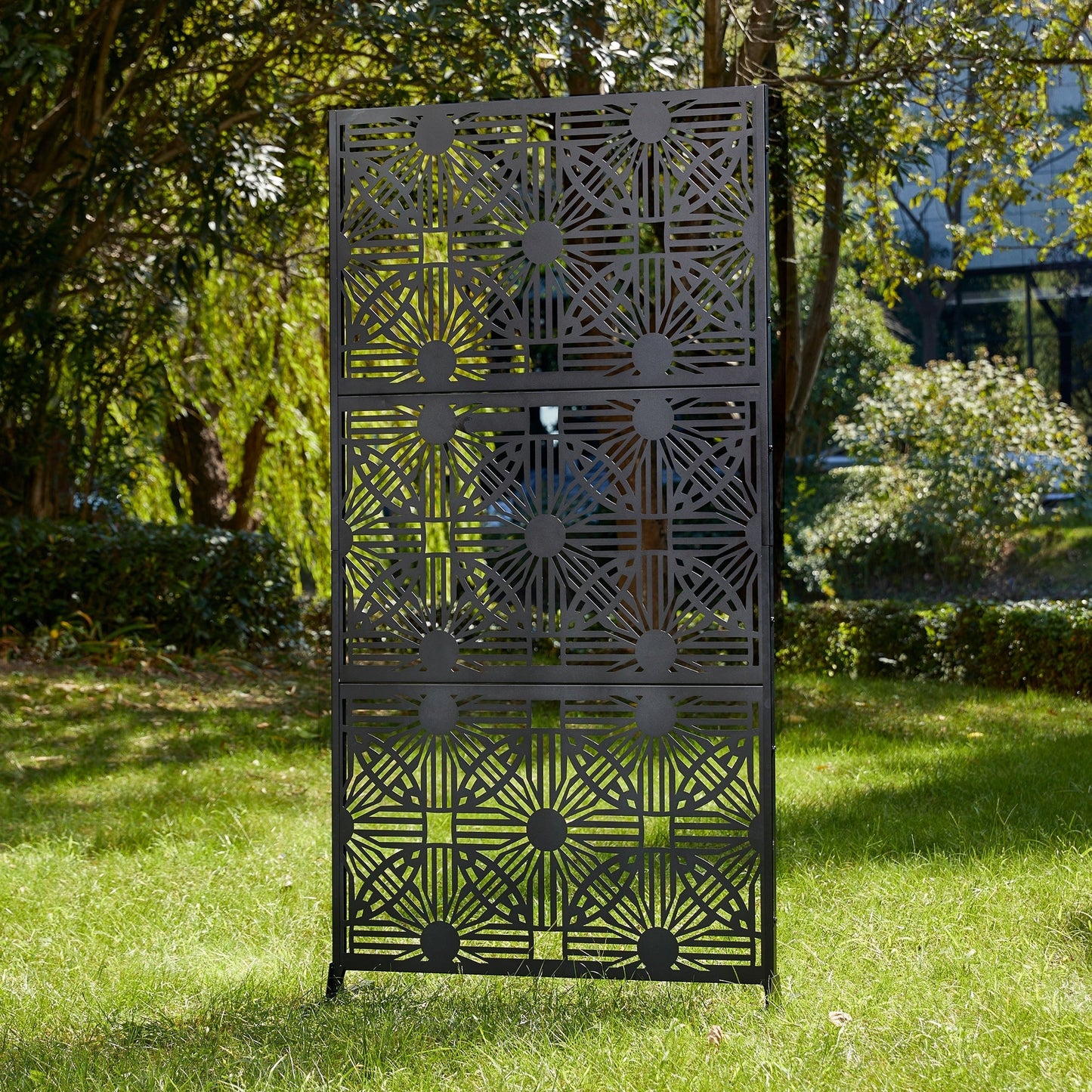 Glitzhome Écran de séparation de pièce, pare-vue à 3 panneaux, motif floral galvanisé, 1,8 m (6 pieds)