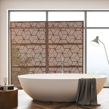 Glitzhome Écran de séparation de pièce, pare-vue à 3 panneaux, motif floral galvanisé, 1,8 m (6 pieds)