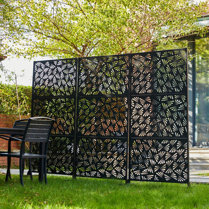 Glitzhome Écran de séparation de pièce, pare-vue à 3 panneaux, motif floral galvanisé, 1,8 m (6 pieds)