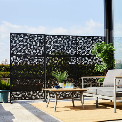 Glitzhome Écran de séparation de pièce, pare-vue à 3 panneaux, motif floral galvanisé, 1,8 m (6 pieds)