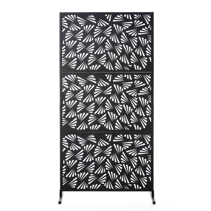 Glitzhome Écran de séparation de pièce, pare-vue à 3 panneaux, motif floral galvanisé, 1,8 m (6 pieds)