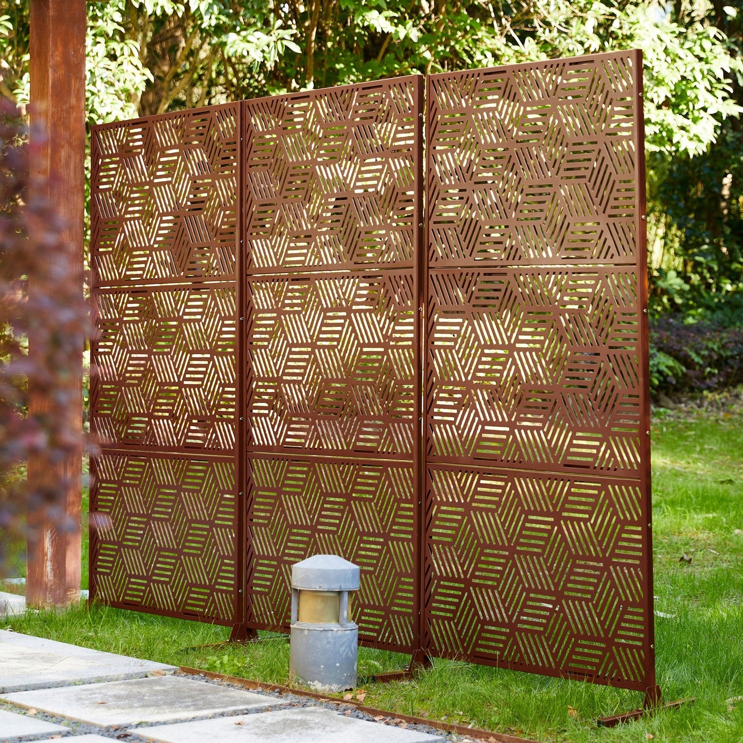Glitzhome Écran de séparation de pièce, pare-vue à 3 panneaux, motif floral galvanisé, 1,8 m (6 pieds)