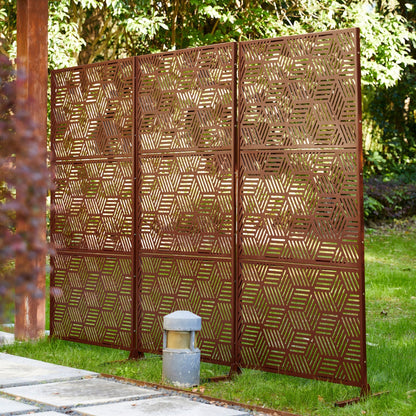 Glitzhome Écran de séparation de pièce, pare-vue à 3 panneaux, motif floral galvanisé, 1,8 m (6 pieds)