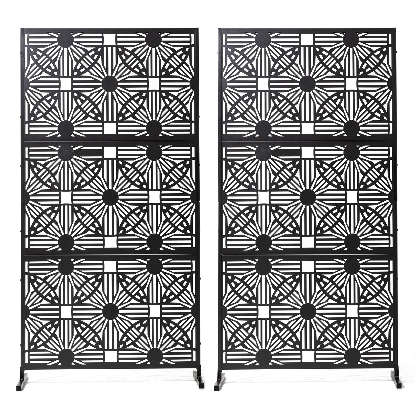 Glitzhome Écran de séparation de pièce, pare-vue à 3 panneaux, motif floral galvanisé, 1,8 m (6 pieds)