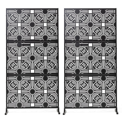 Glitzhome Écran de séparation de pièce, pare-vue à 3 panneaux, motif floral galvanisé, 1,8 m (6 pieds)