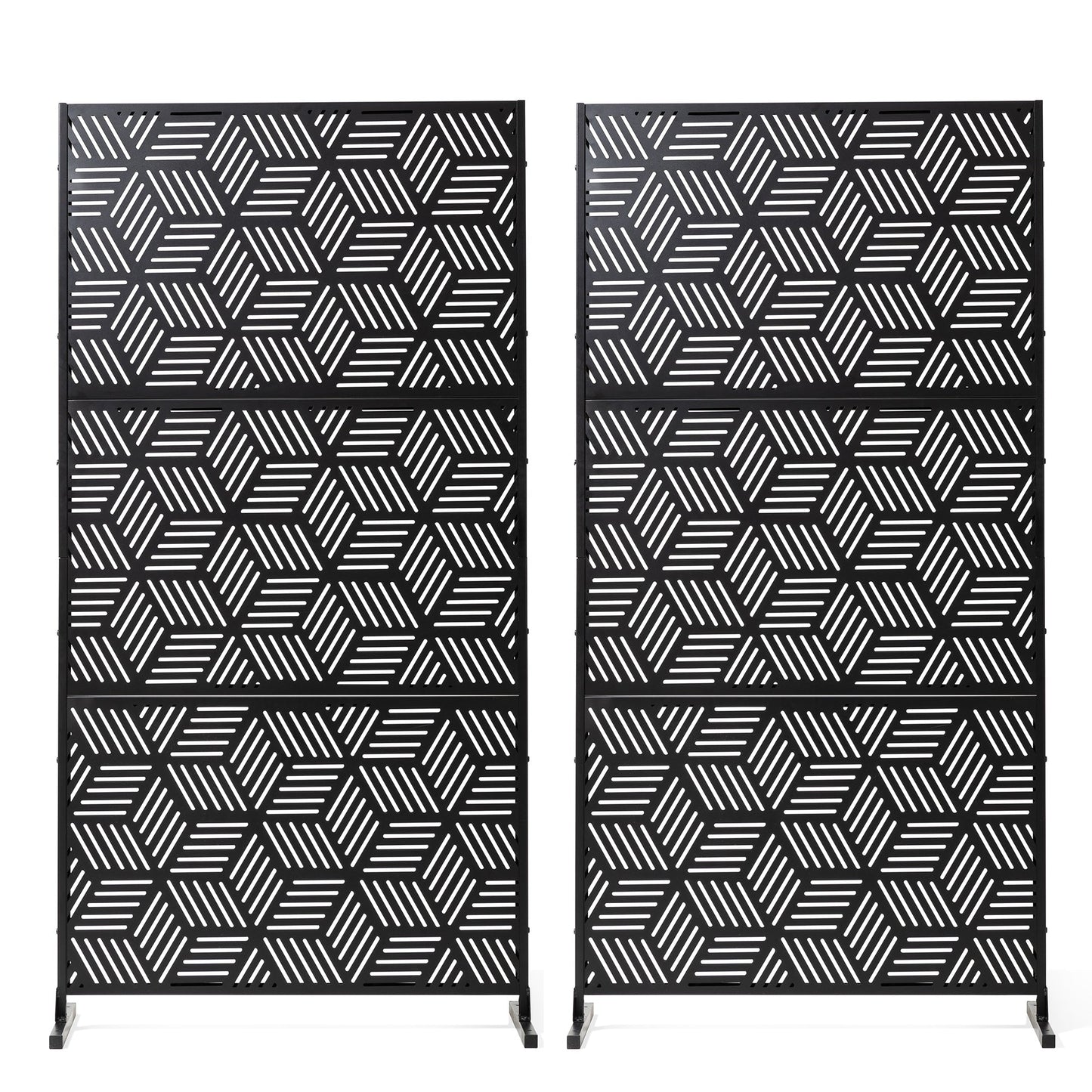 Glitzhome Écran de séparation de pièce, pare-vue à 3 panneaux, motif floral galvanisé, 1,8 m (6 pieds)
