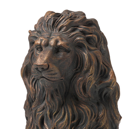 Glitzhome MGO - Lot de 2 statues de lions gardiens majestueux assis, pour porche, extérieur et intérieur.