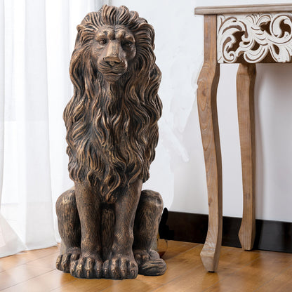 Glitzhome MGO - Lot de 2 statues de lions gardiens majestueux assis, pour porche, extérieur et intérieur.